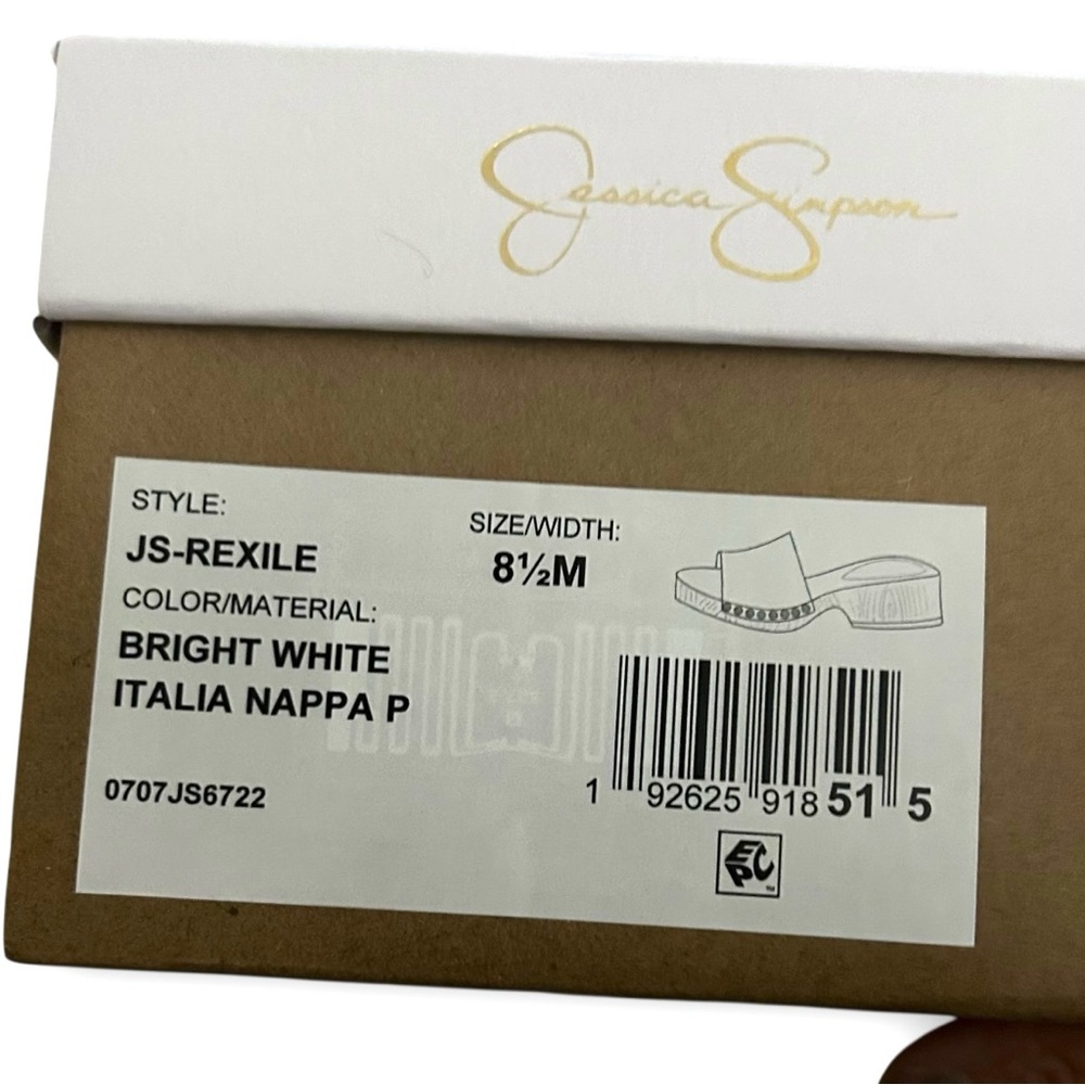 Jessica Simpson Studded Clogs Women’s Size 8.5 New In Box White Halia Nappa - Picture 6 of 6